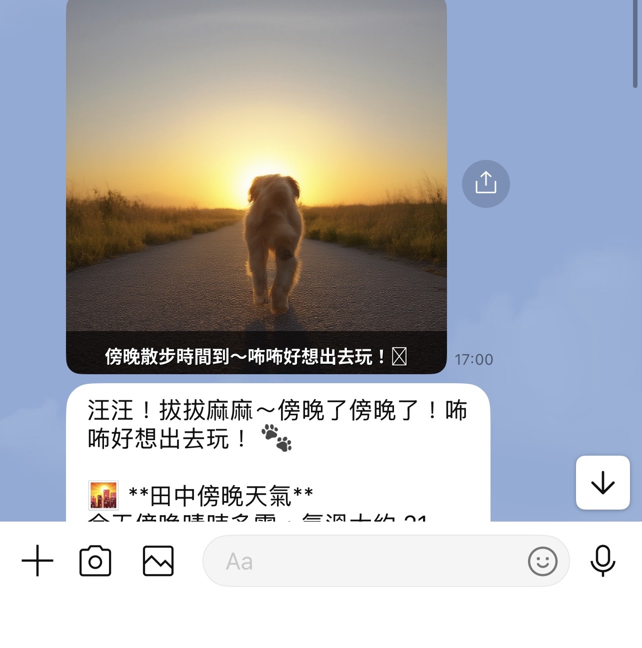 LINE 對話 — 傍晚散步提醒
